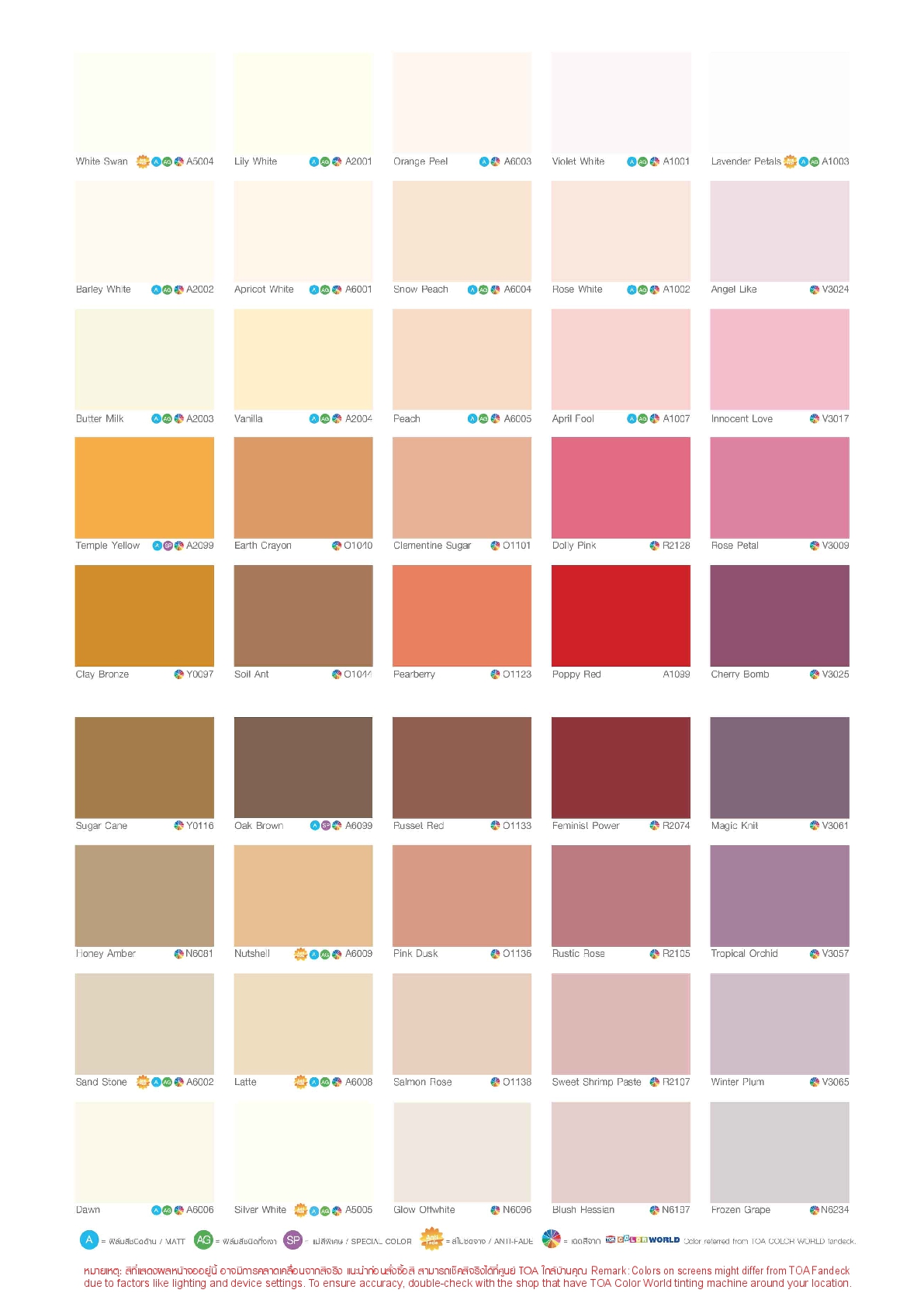 โฟร์ซีซั่น สำหรับภายใน ชนิดด้าน 1กล. / Toa 4 Seasons Matt for Interior