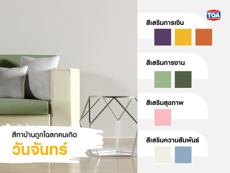 สีมงคลตามวันเกิด สีทาบ้านถูกโฉลกตามวันเกิด จากสีTOA