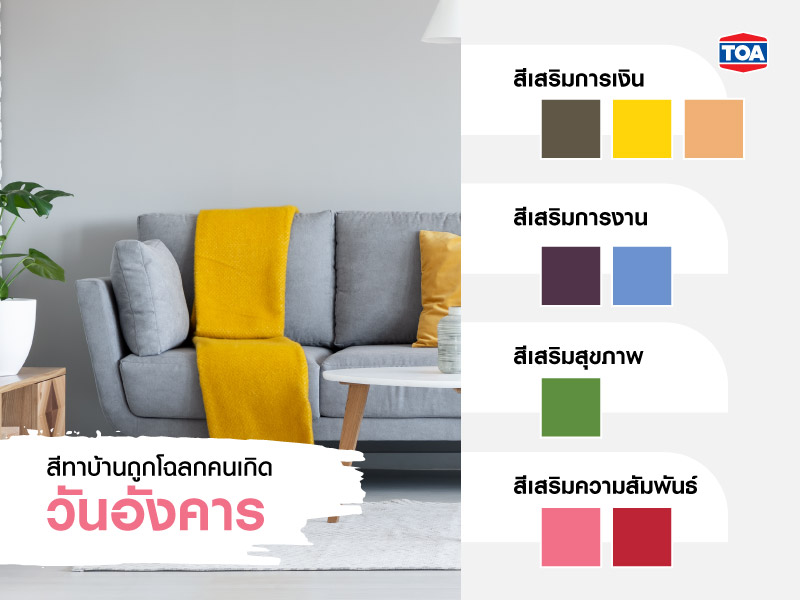 สีมงคลตามวันเกิด สีทาบ้านถูกโฉลกตามวันเกิด จากสีTOA